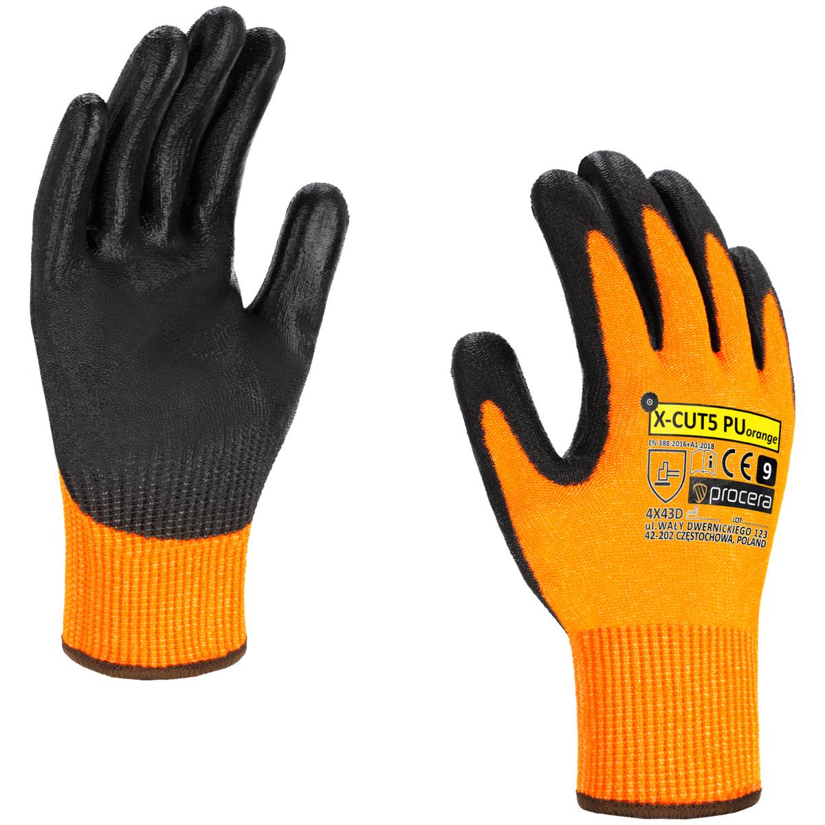 RĘKAWICE OCHRONNE ANTYPRZECIĘCIOWE X-CUT5 PU ORANGE - obrazek 3