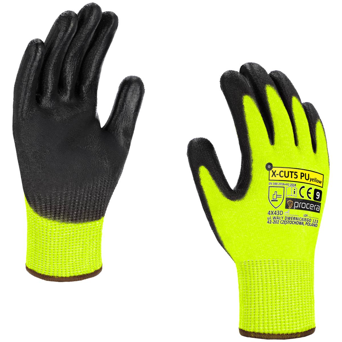 RĘKAWICE OCHRONNE ANTYPRZECIĘCIOWE X-CUT5 PU YELLOW - obrazek 3