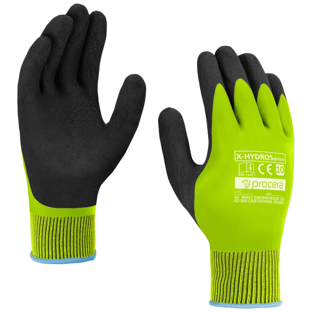 RĘKAWICE OCHRONNE PODWÓJNIE POWLEKANE LATEKSEM X-HYDROS GREEN - obrazek 3