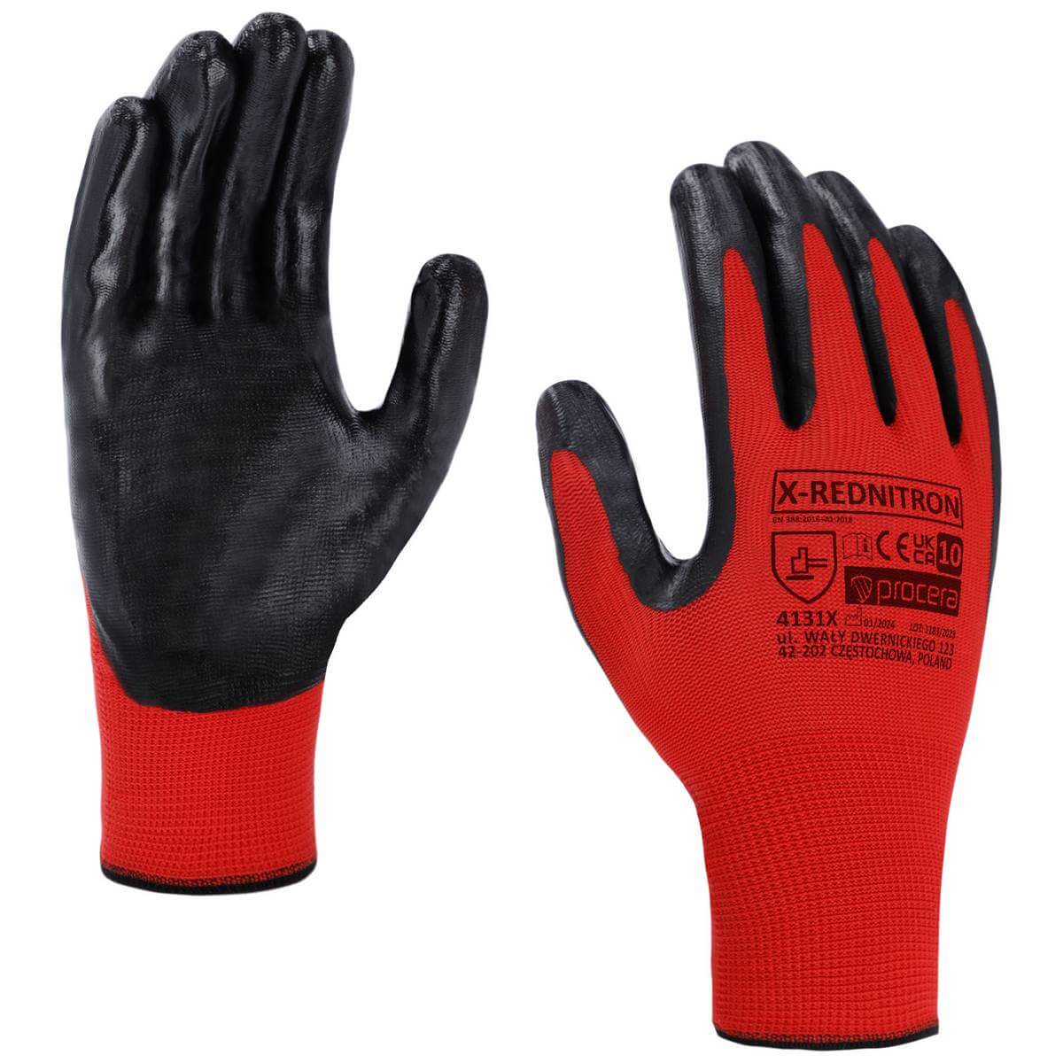 RĘKAWICE OCHRONNE POWLEKANE NITRYLEM X-REDNITRON
