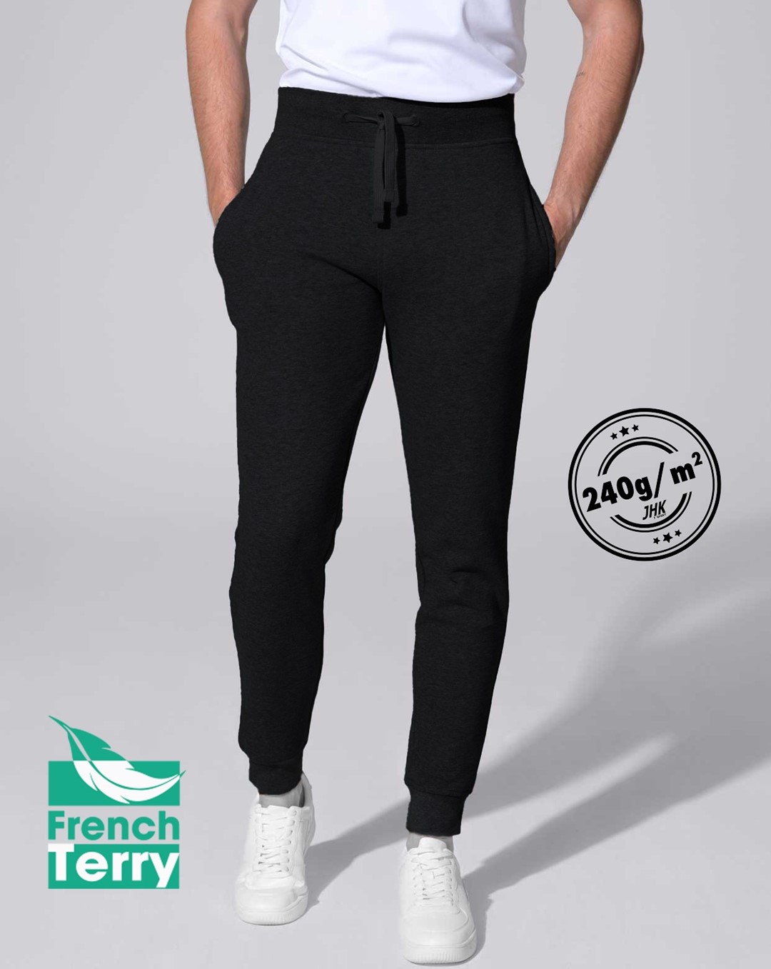 SW PANTS CUFF FRENCH TERRY 240 BK